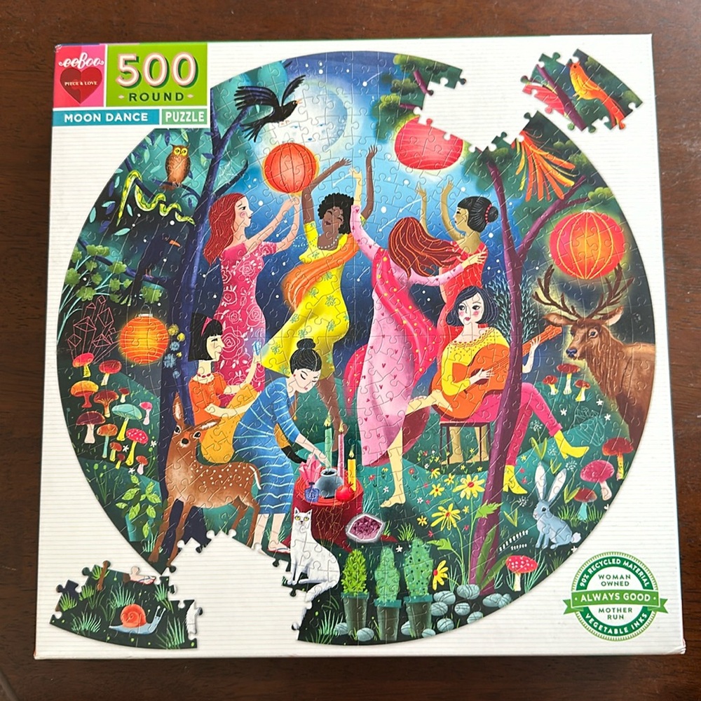 Eeboo moon dance round puzzle 500 pieces